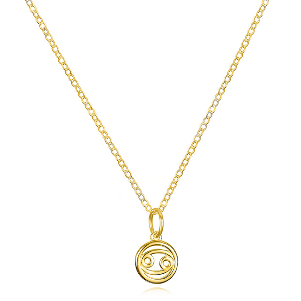 New!  14k Gold Zodiac Charm Necklace - Cancer