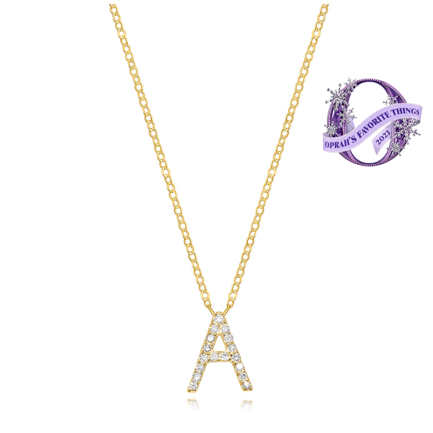 Diamond Initial Necklace-Gold