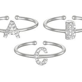 Diamond & Sterling Silver Initial Ring-All Letters