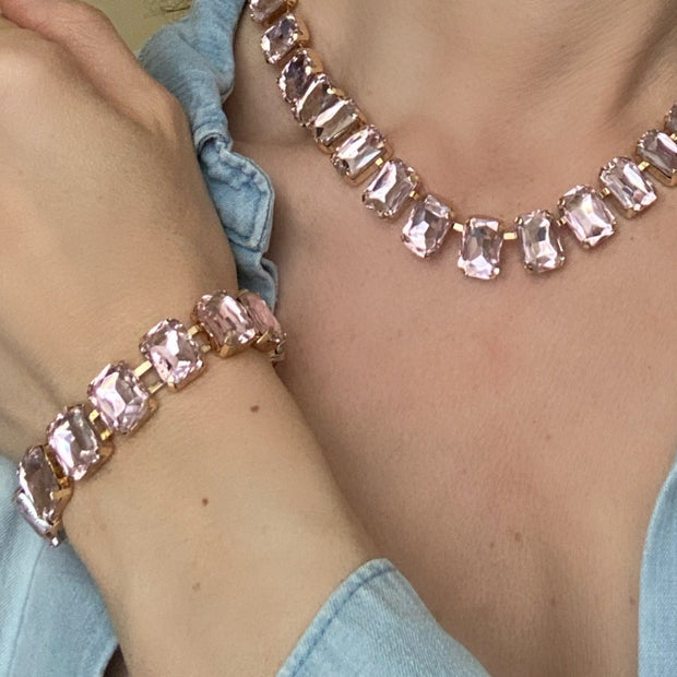 London Emerald Cut Bracelet-Pink Peony