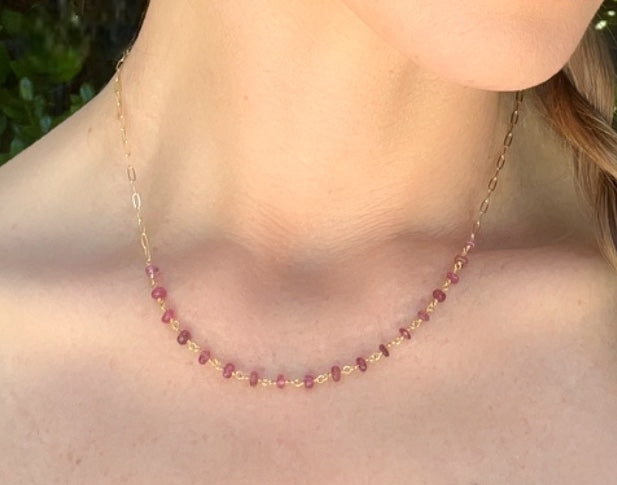 New! Paperclip Necklace - Pink Tourmaline