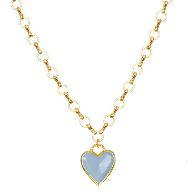 New!  Petite Loop Heart Necklace-Blue Jade