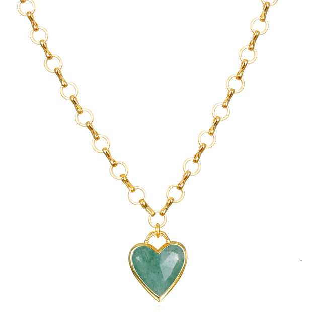 New!  Petite Loop Heart Necklace-Aventurine