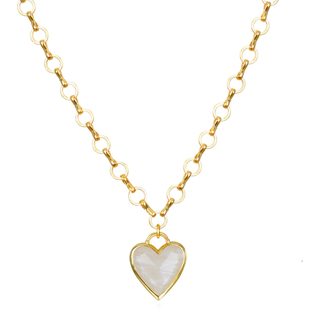 New!  Petite Loop Heart Necklace-Moonstone