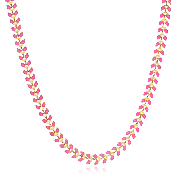 Enamel Chevron Necklace-Rose