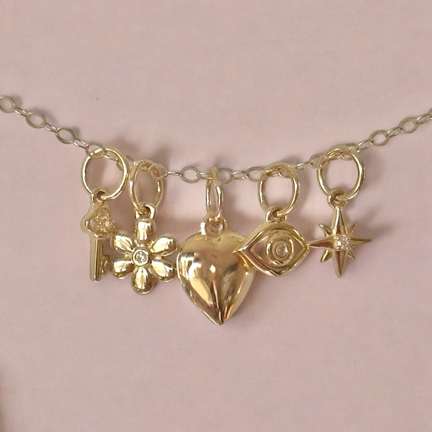 New!  14k Gold Puffed Heart Necklace