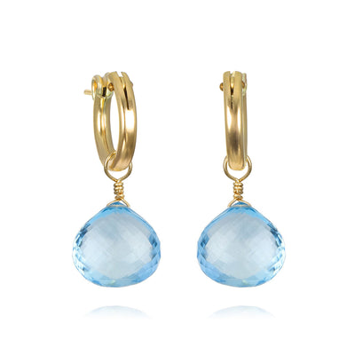 New! Briolette Huggies-Blue Topaz