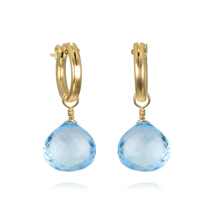 New! Briolette Huggies-Blue Topaz