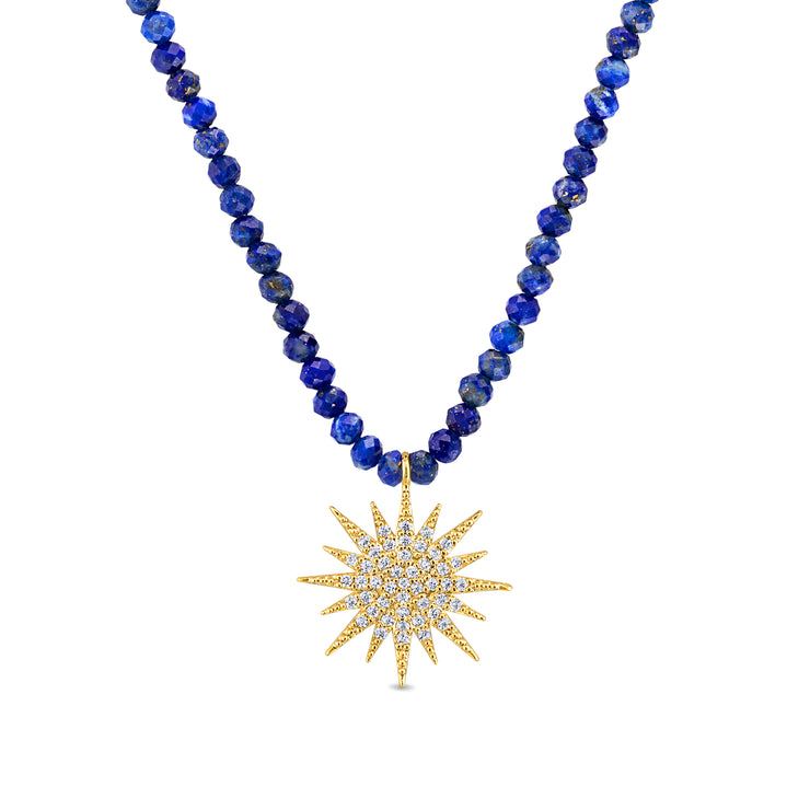 Gemstone Sunburst Necklace - Lapis