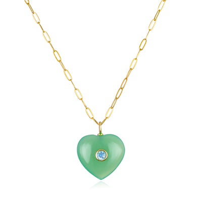 New! Chalcedony & Topaz Heart Paperclip Necklace
