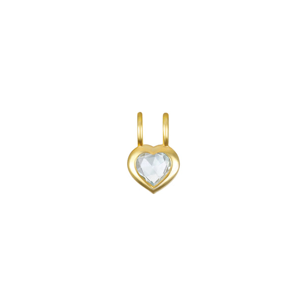 Birthstone Heart Necklace - April White Topaz