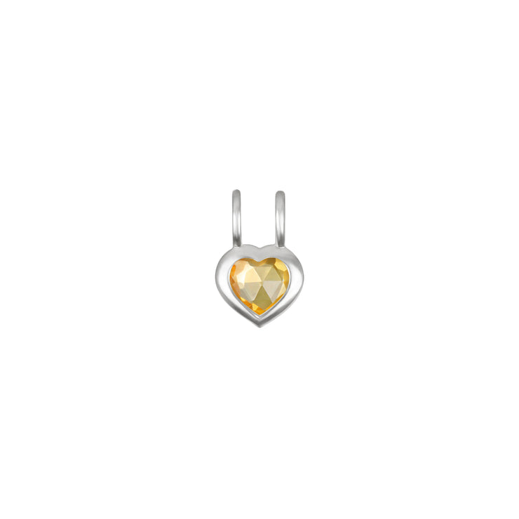 Birthstone Heart Necklace - November Citrine