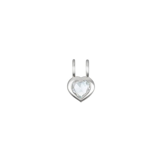 Birthstone Heart Necklace - April White Topaz