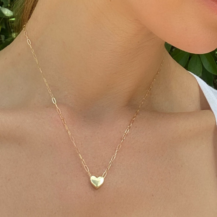 New! Paperclip Heart Necklace-Gold