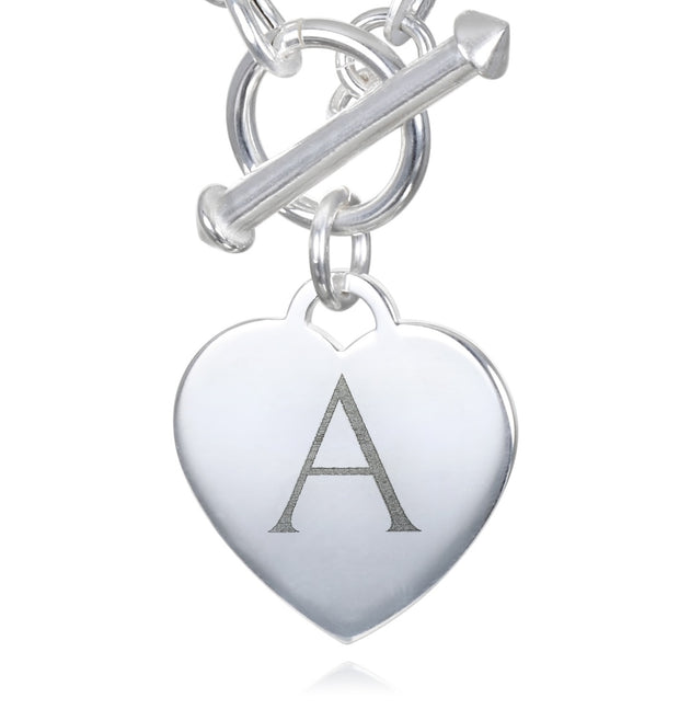 New!  Statement Heart Toggle Bracelet-Engravable