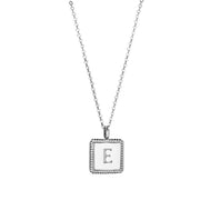 Square Charm Necklace Silver