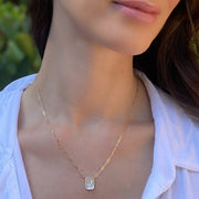 New! Mother of Pearl Paperclip Initial Necklace