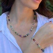 Rainbow Gemstone Heishi Necklace