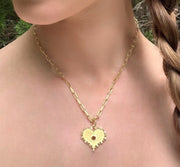 New! Statement Heart Gemstone Necklace - Garnet