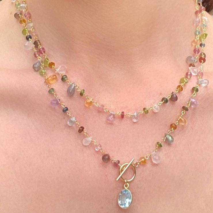 New! Wildflower Toggle Necklace-Pink Topaz