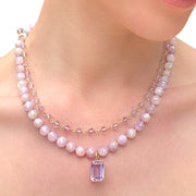 New! Kunzite & Pink Amethyst Knotted Necklace