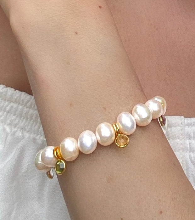 New! Baroque Pearl Gemstone Bracelet