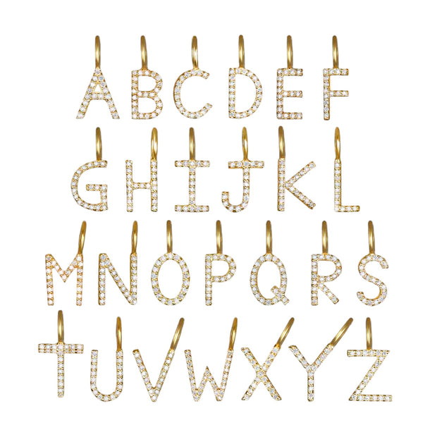 Diamond Letter Charm Gold