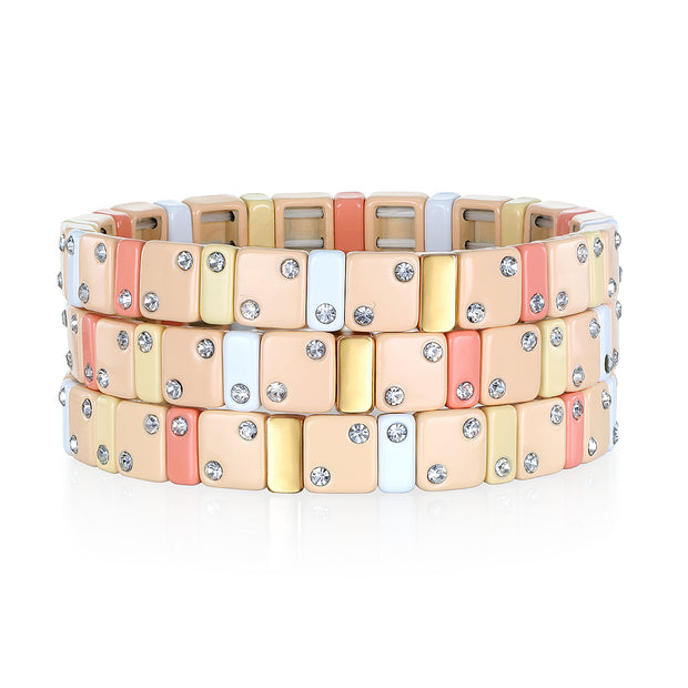 CZ Enamel Bracelet-Peach