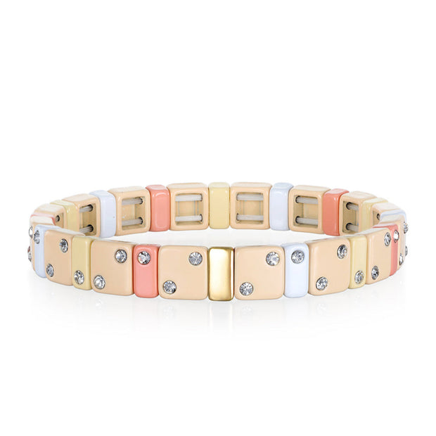 CZ Enamel Bracelet-Peach