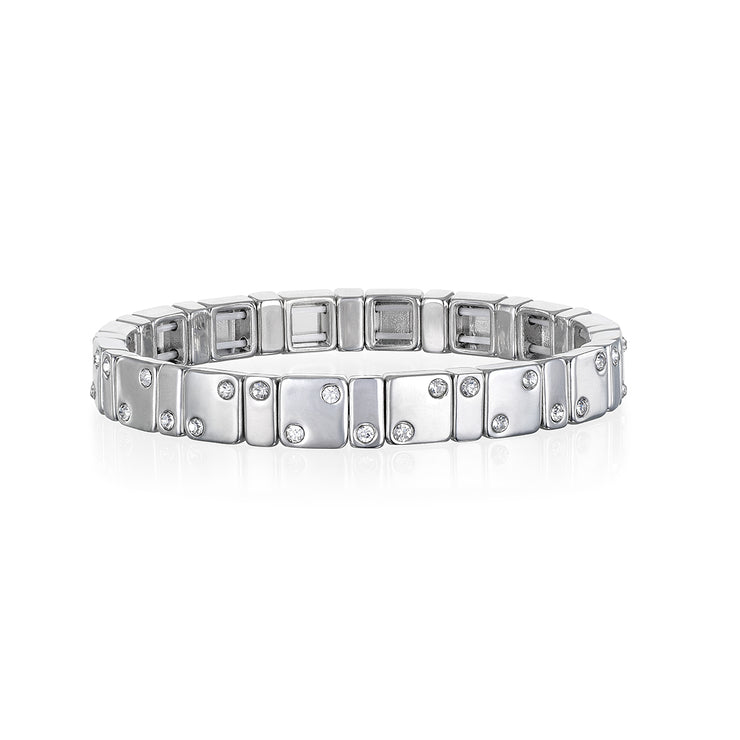 CZ Enamel Bracelet-Silver