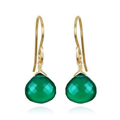 New! Briolette Dangles-Green Onyx