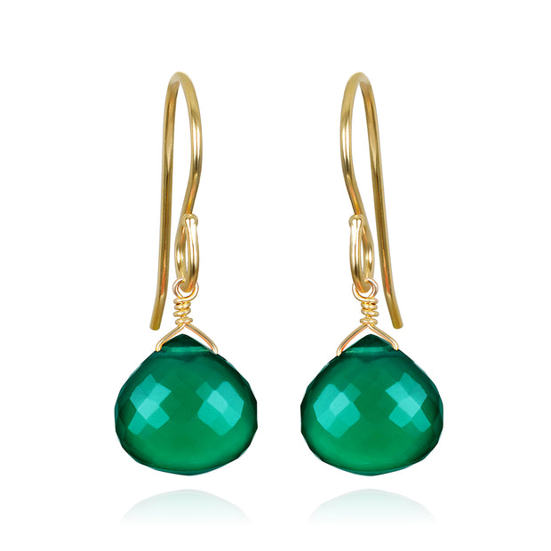 New! Briolette Dangles-Green Onyx