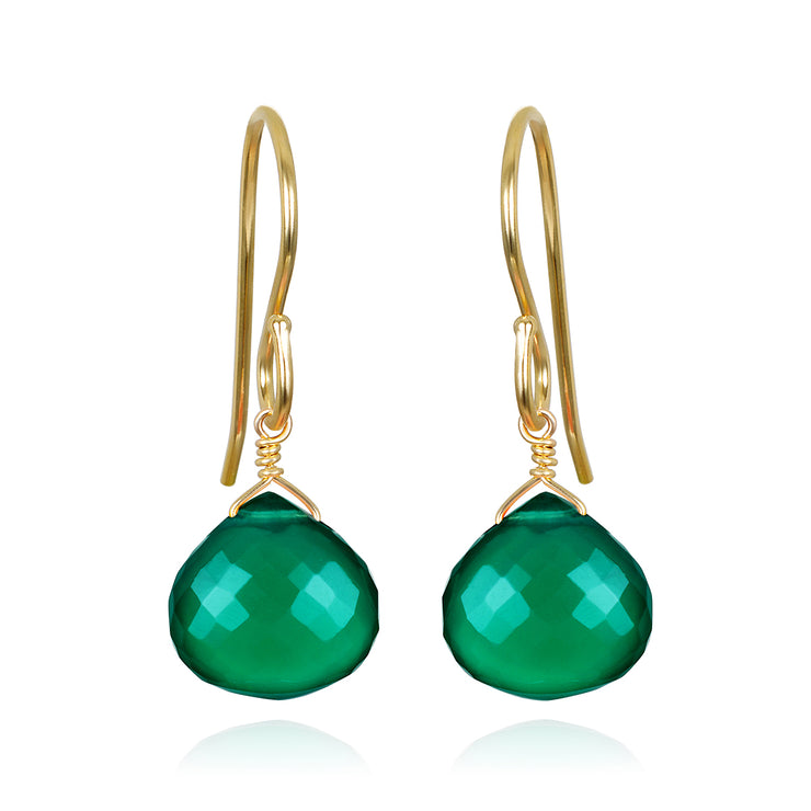 New! Briolette Dangles-Green Onyx