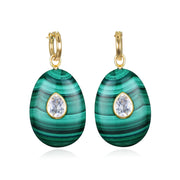 New! Grand Malachite & Topaz Huggies