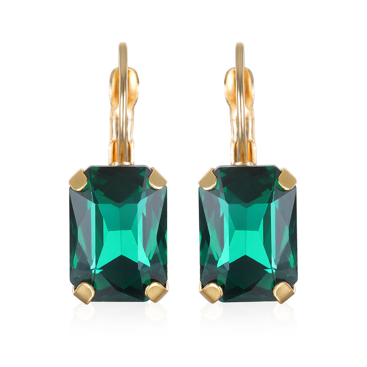 London Emerald Cut Earring-Emerald