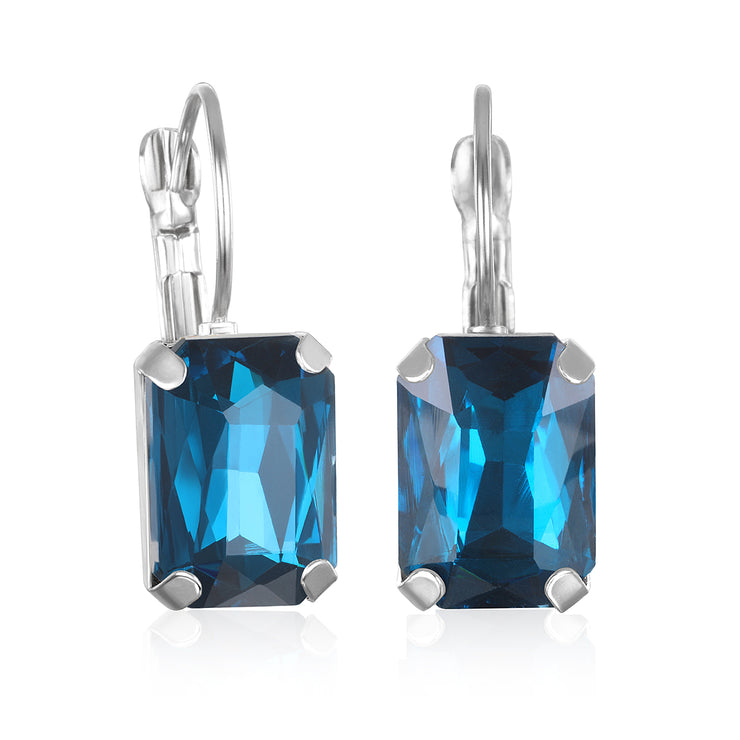 London Emerald Cut Earring-Royal Blue