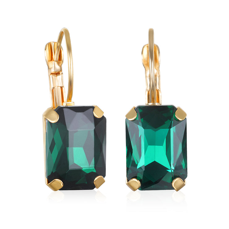 London Emerald Cut Earring-Emerald