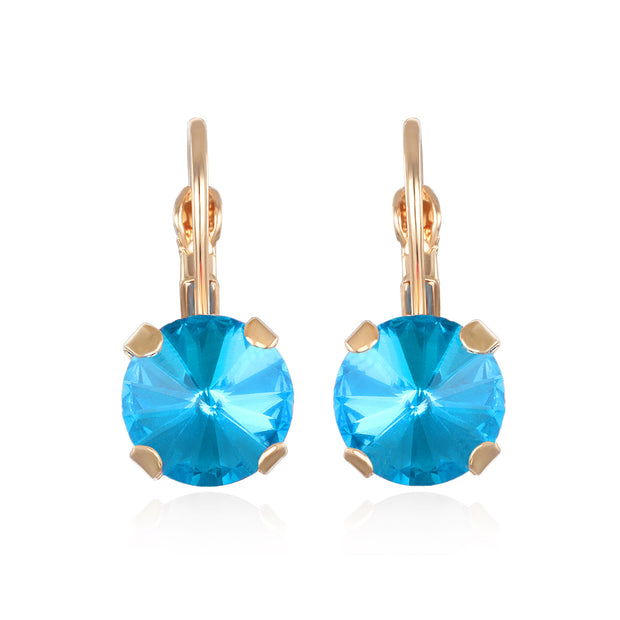 London Solitaire Earring-Cyan