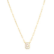 New! Mother of Pearl Paperclip Initial Necklace