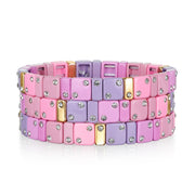 CZ Enamel Bracelet - Pink & Lilac