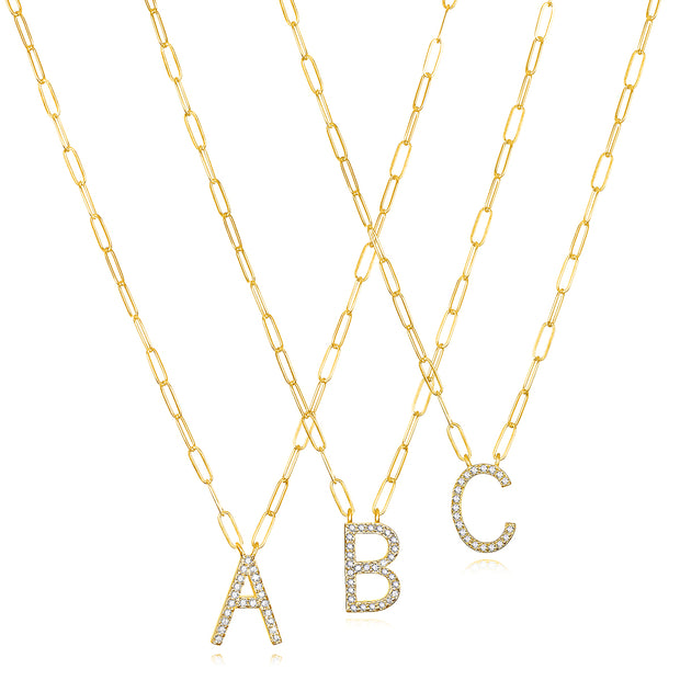 New! Grand Diamond Initial Necklace-All Letters