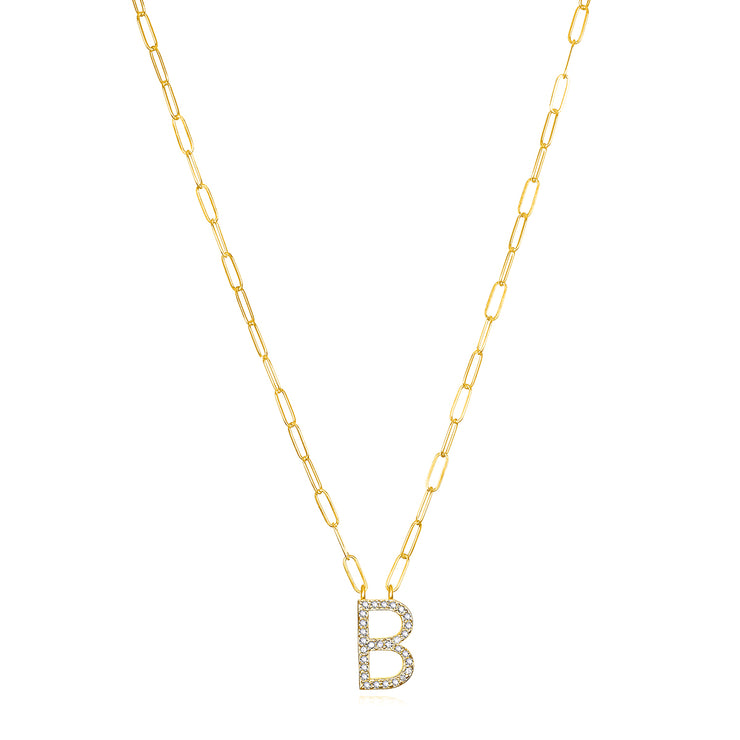 New! Grand Diamond Initial Necklace-All Letters