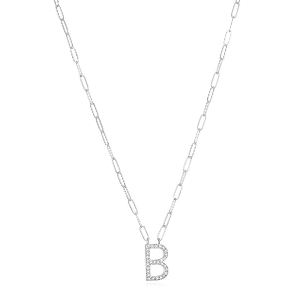 New! Grand Diamond Initial Necklace- All Letters Sterling Silver