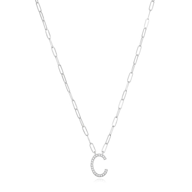 New! Grand Diamond Initial Necklace- All Letters Sterling Silver