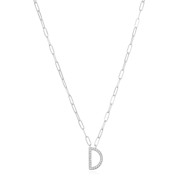 New! Grand Diamond Initial Necklace- All Letters Sterling Silver