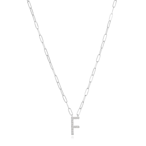 New! Grand Diamond Initial Necklace- All Letters Sterling Silver