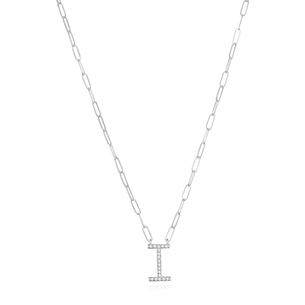 New! Grand Diamond Initial Necklace- All Letters Sterling Silver