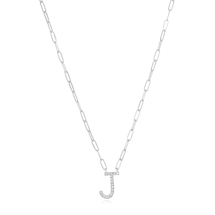 New! Grand Diamond Initial Necklace- All Letters Sterling Silver