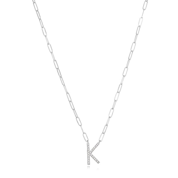 New! Grand Diamond Initial Necklace- All Letters Sterling Silver