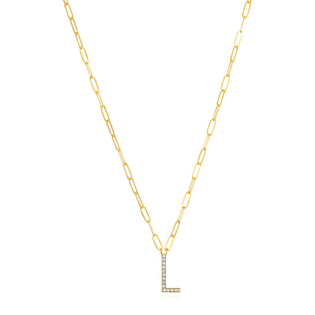 New! Grand Diamond Initial Necklace-All Letters